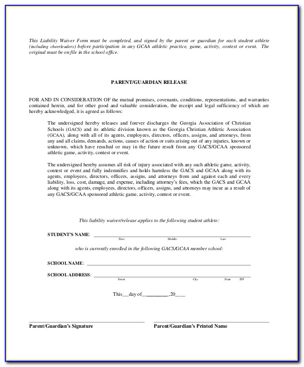 Liability Waiver Form Template