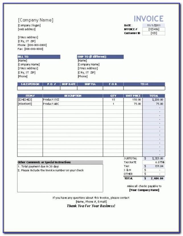 Libreoffice Writer Invoice Template