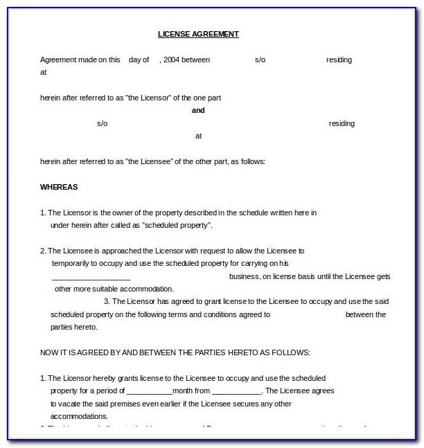 License Agreement Template Free Download