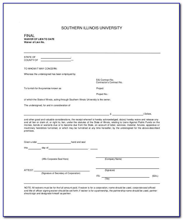 Lien Waiver Release Form Free