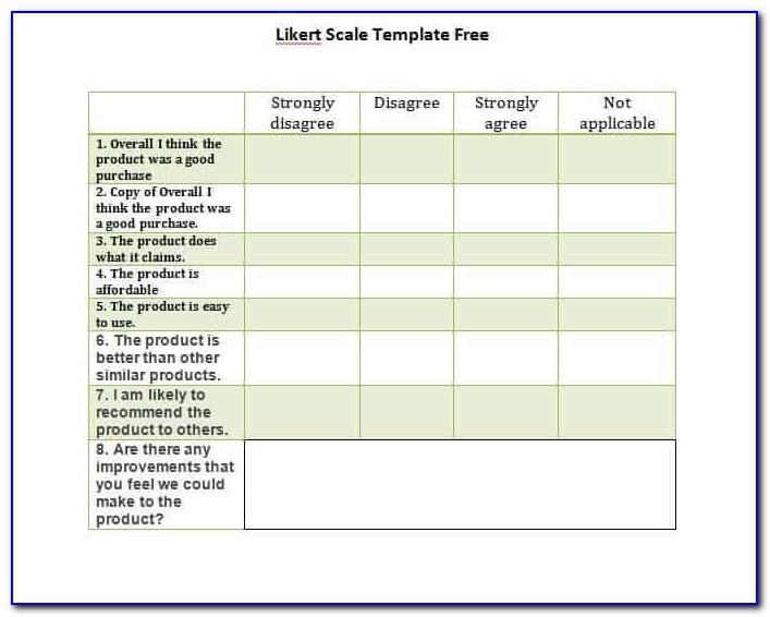 Likert Scale Questionnaire Template Excel