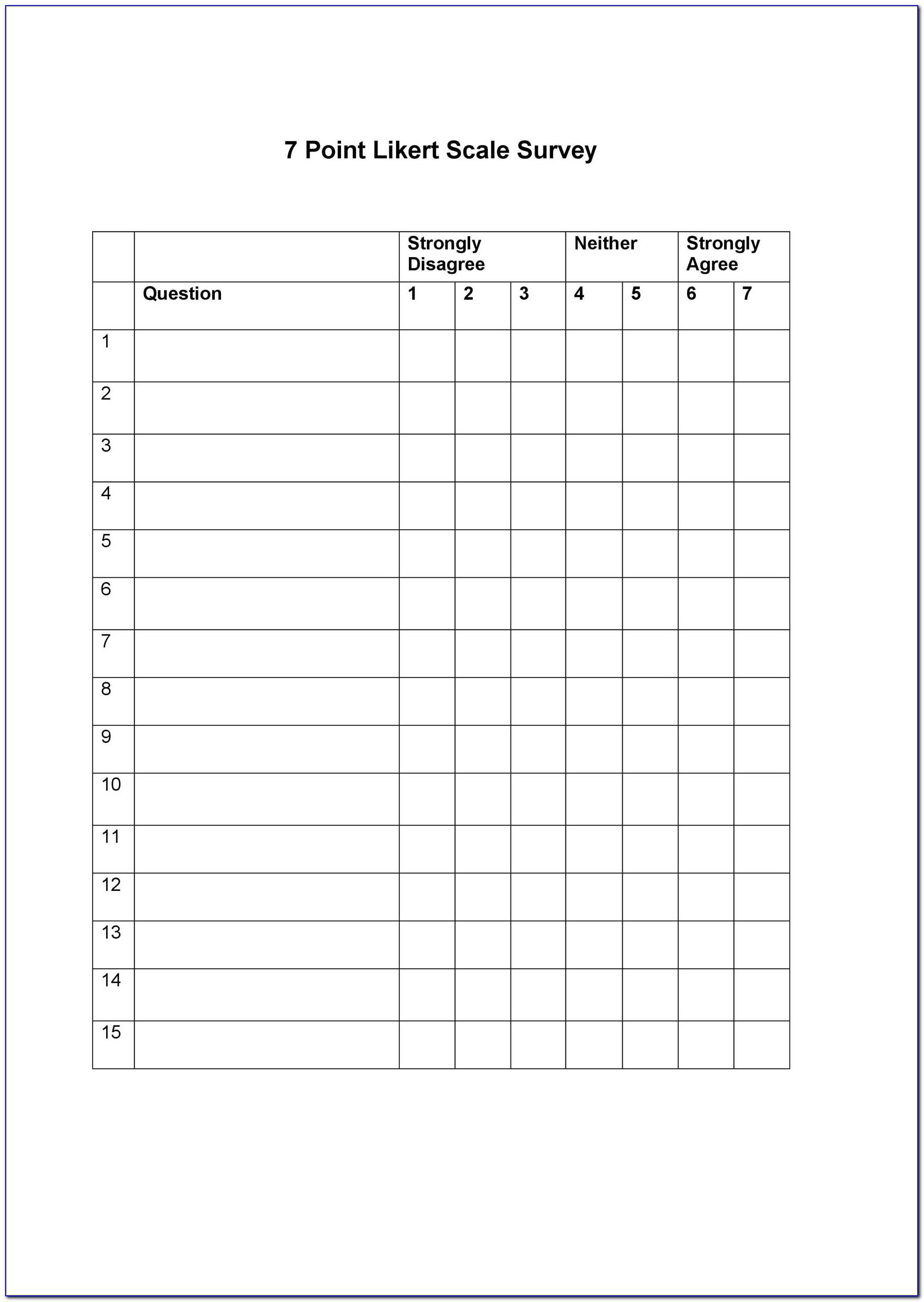 Likert Scale Survey Template Excel