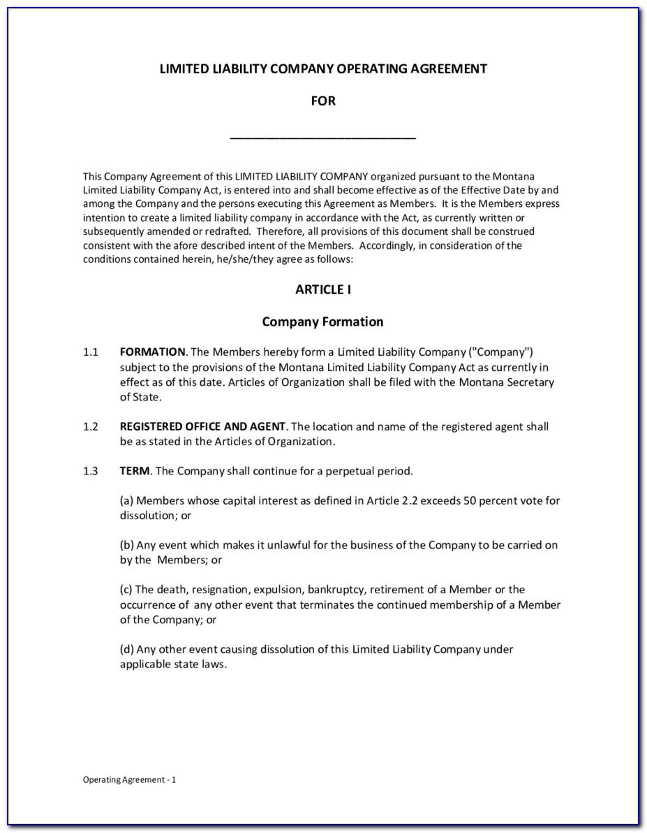 Limited Liability Agreement Template
