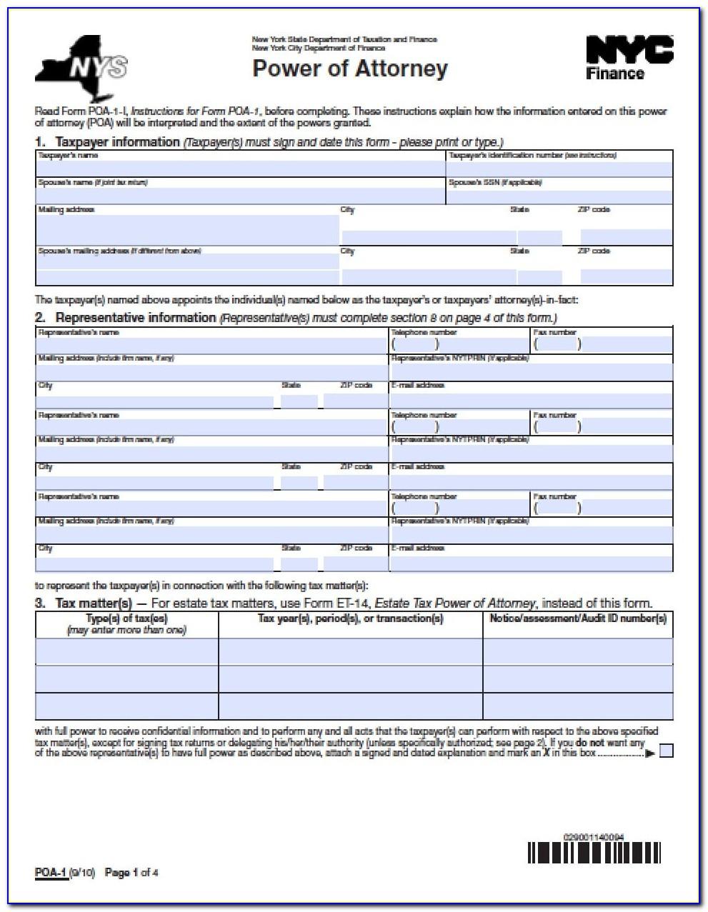 Limited Power Of Attorney Form New York