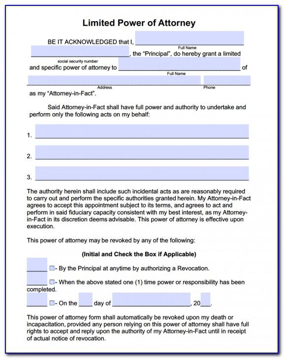 Limited Power Of Attorney Form Pdf