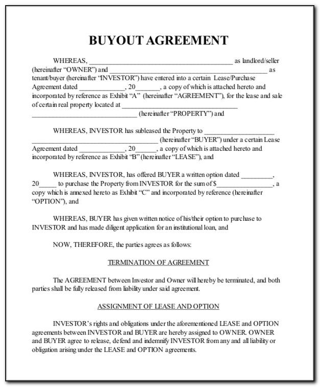 Llc Buyout Agreement Form Template