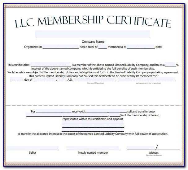 Llc Member Certificate Template
