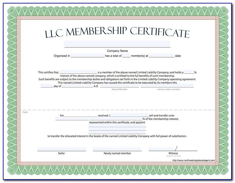 Llc Membership Interest Certificate Template