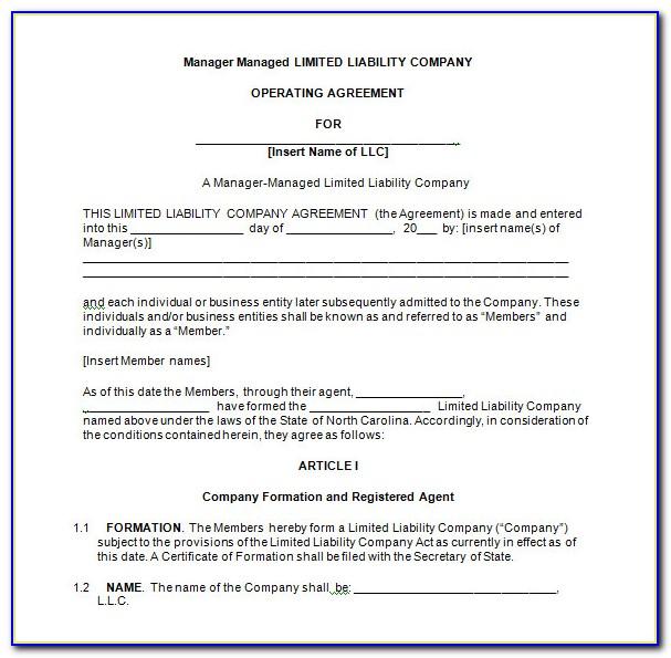Llc Operating Agreement Template Download