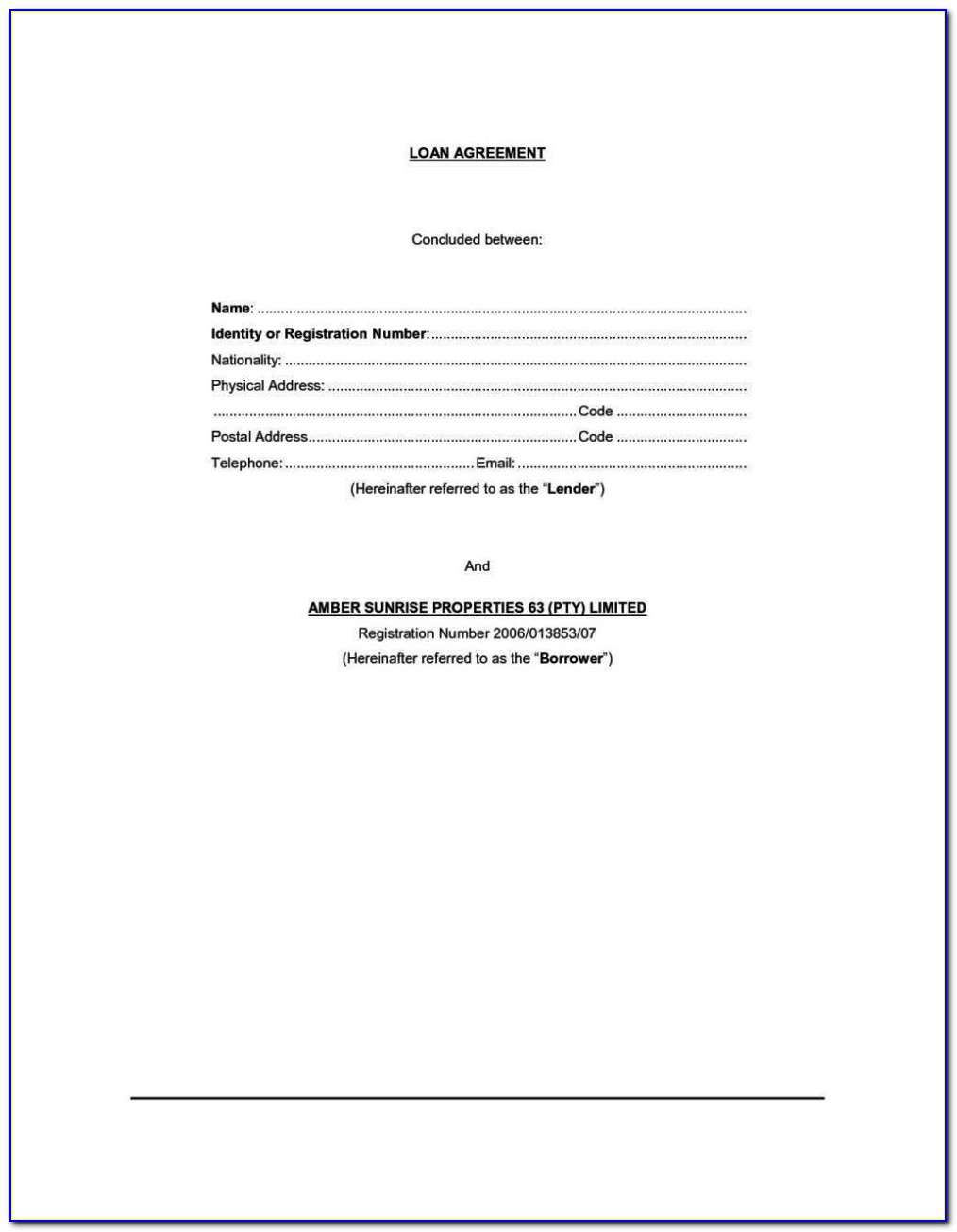 Loan Contract Template Free Download