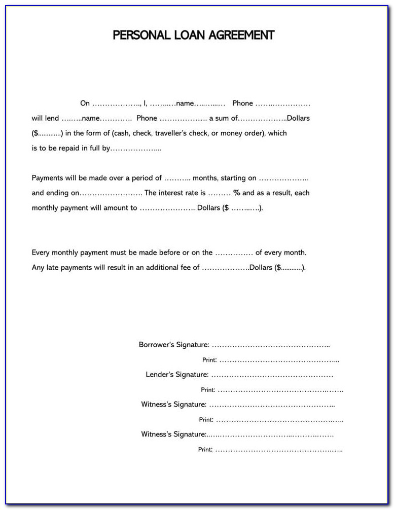 Loan Money Contract Form