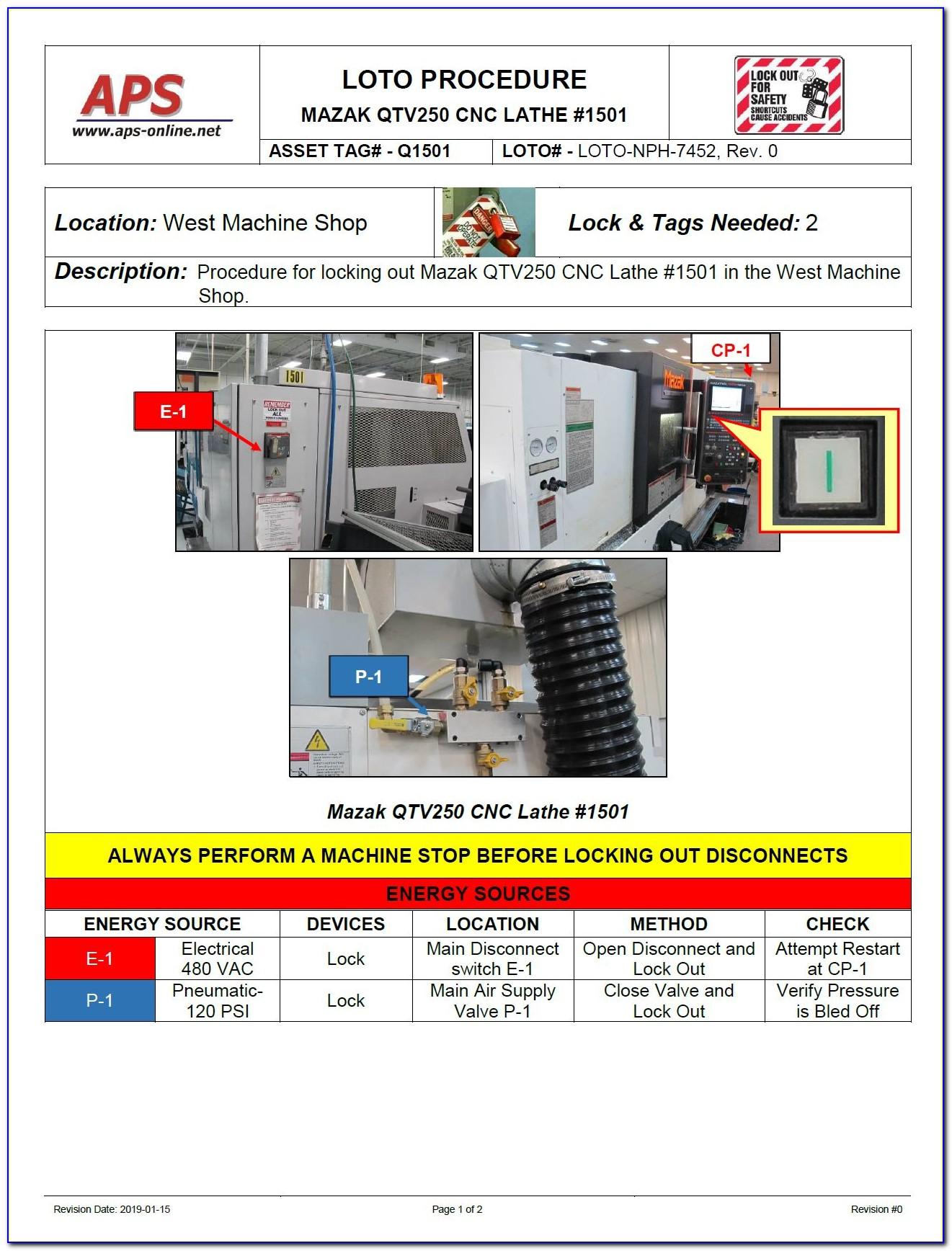 Lockout Tagout Form Template Excel