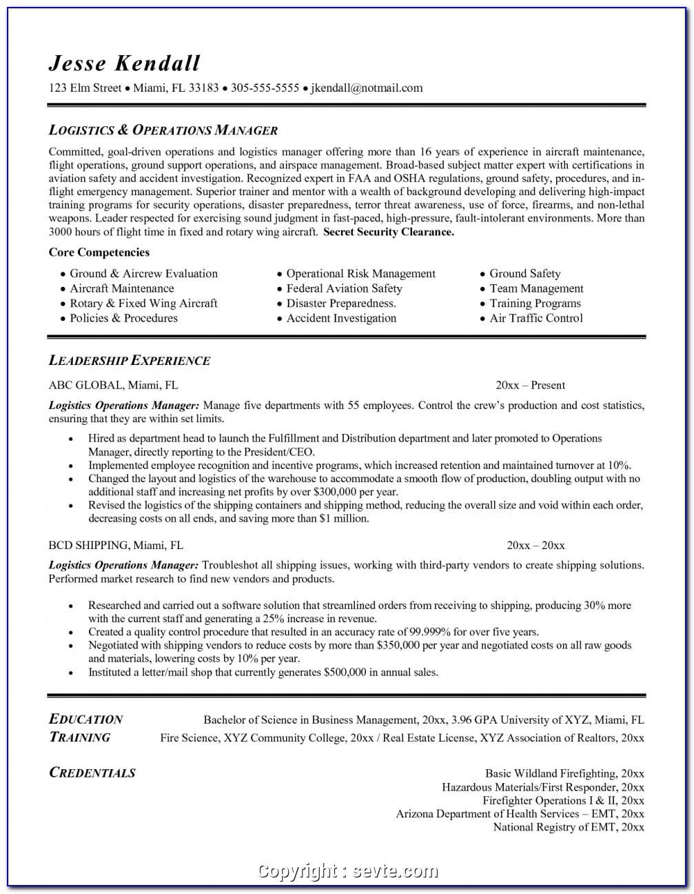 Logistic Job Description Resume