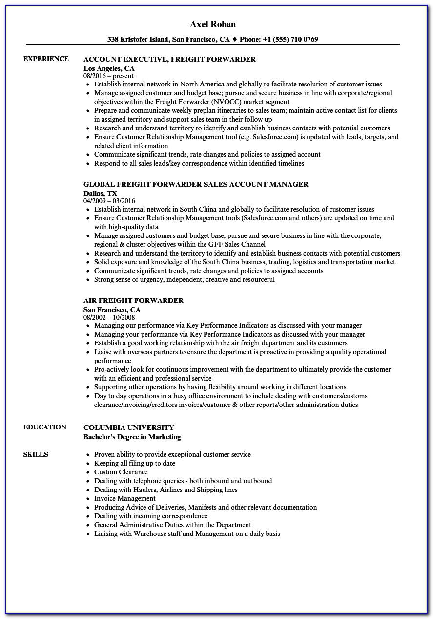 Logistics Manager Resume Word Format In India