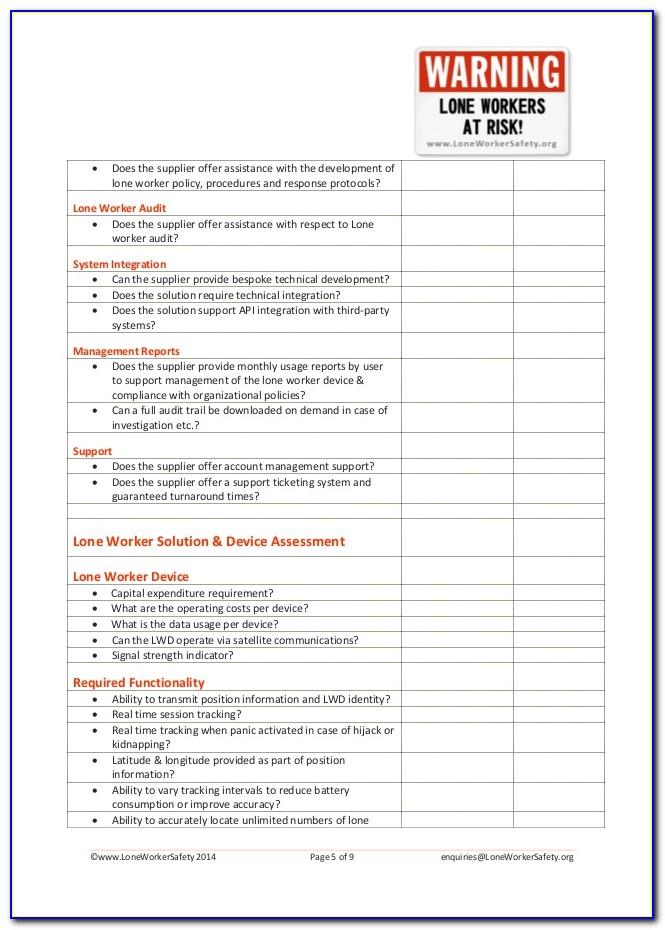 Lone Worker Risk Assessment Template Free