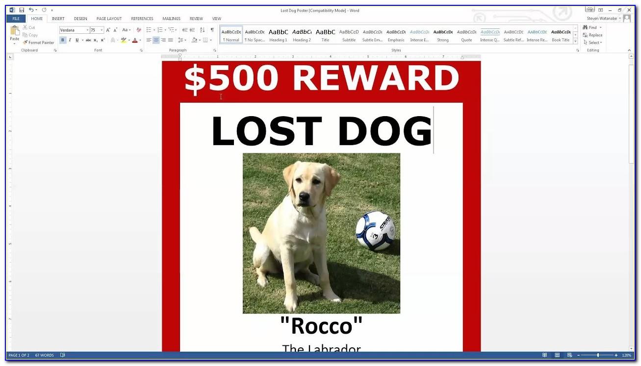 Lost Dog Poster Template Free