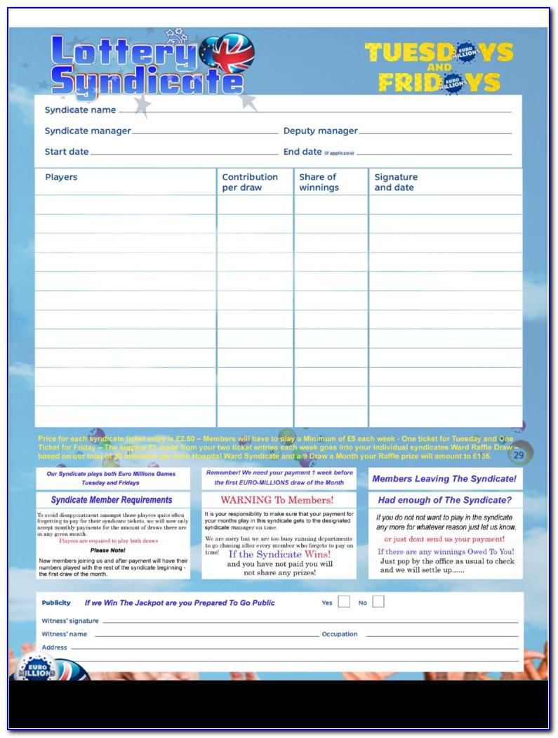 Lottery Agreement Template Uk