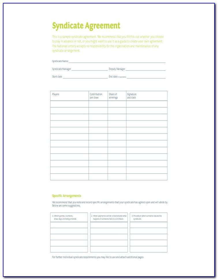 Lottery Syndicate Agreement Template Uk