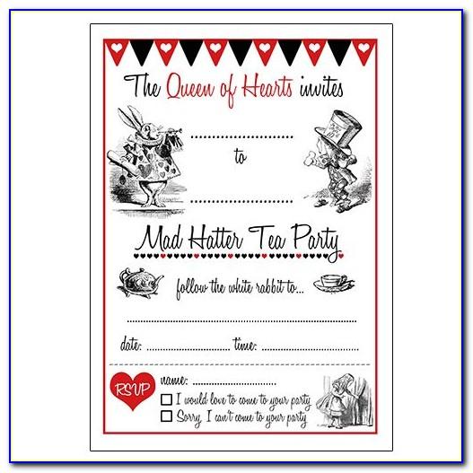 Mad Hatter Hat Invitation Template