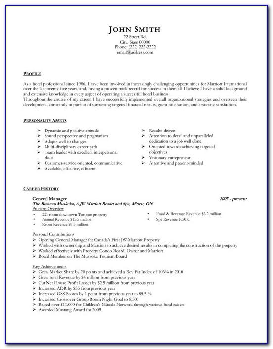 Manager Cv Template Word
