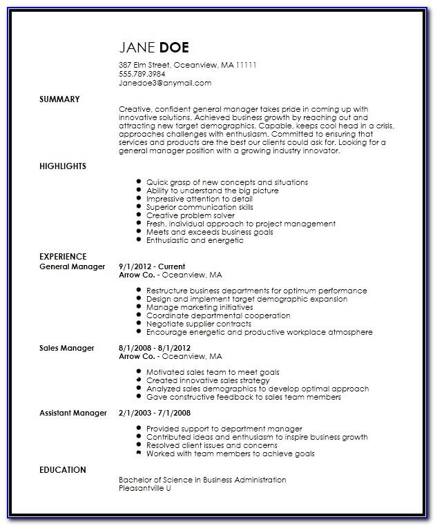 Manager Resume Template Word