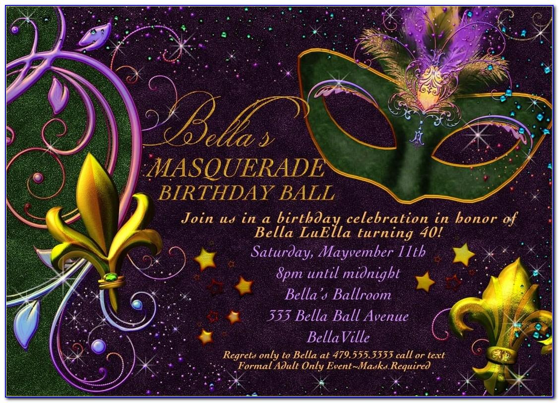 Mardi Gras Birthday Invitation Template Free