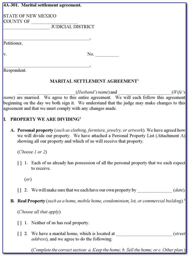 Marital Settlement Agreement Template Nj