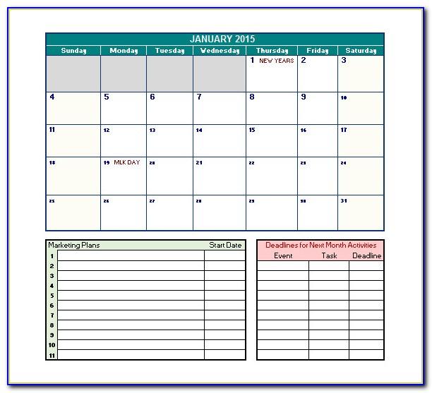 Marketing Calendar Template Excel 2013
