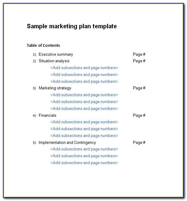 Marketing Plan Template Excel Free