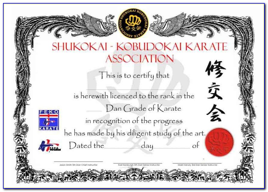 Martial Arts Certificate Templates Free Download