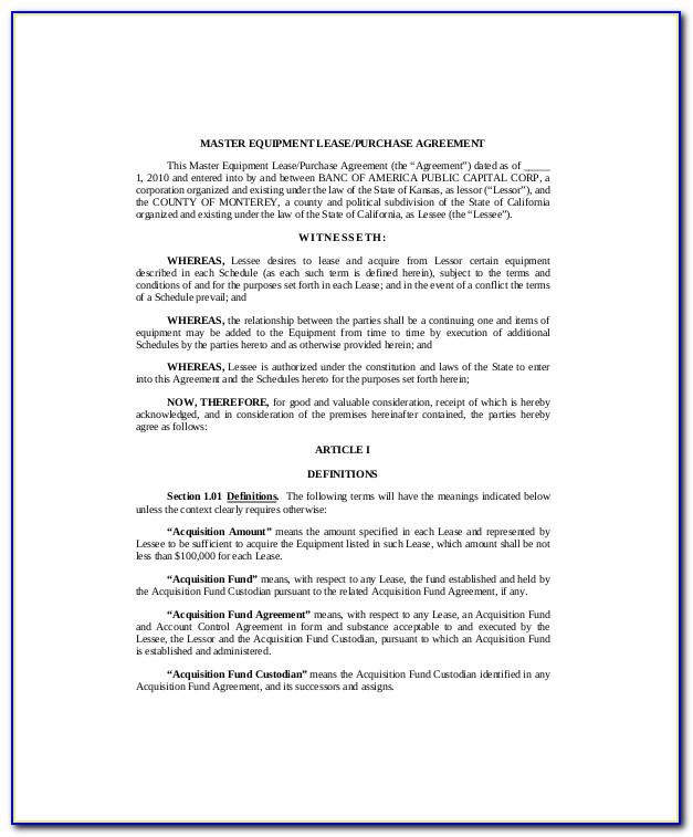 Master Lease Agreement Form