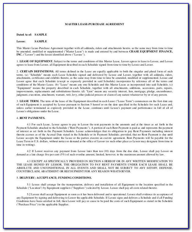Master Lease Agreement Template