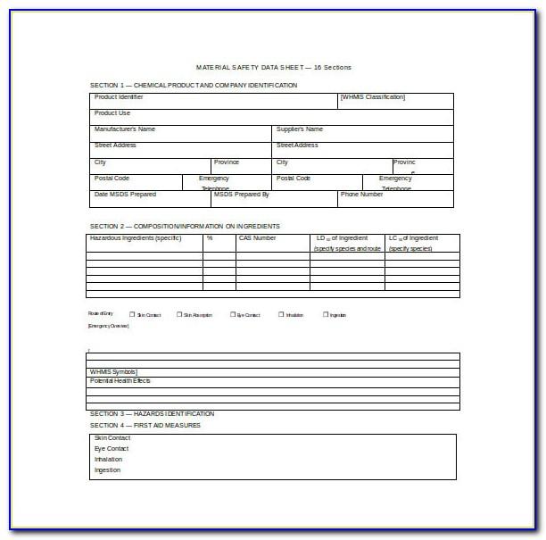 Material Safety Data Sheet Form Download