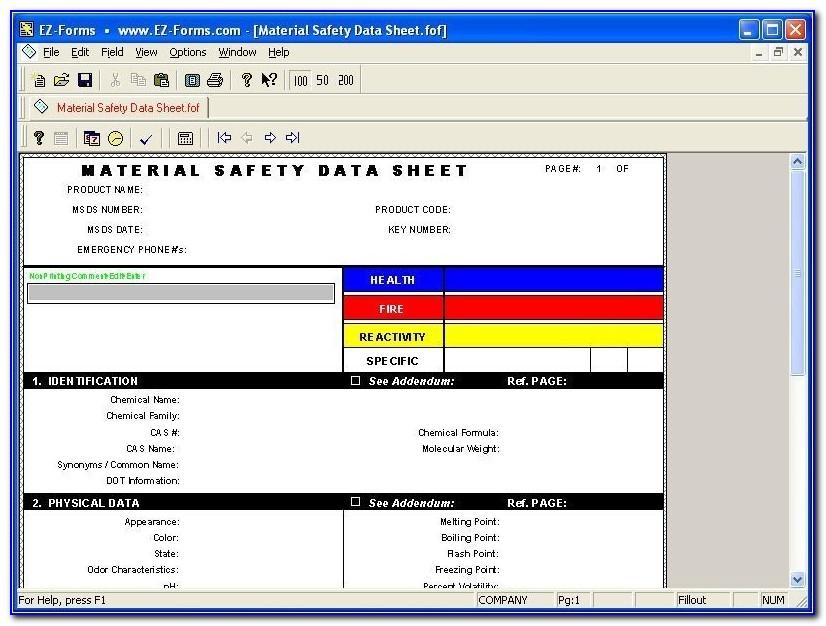 Material Safety Data Sheet Form Pdf