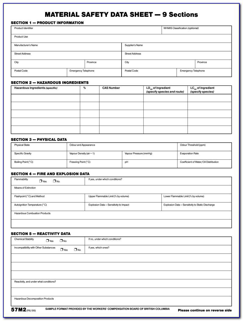 Material Safety Data Sheet Format India