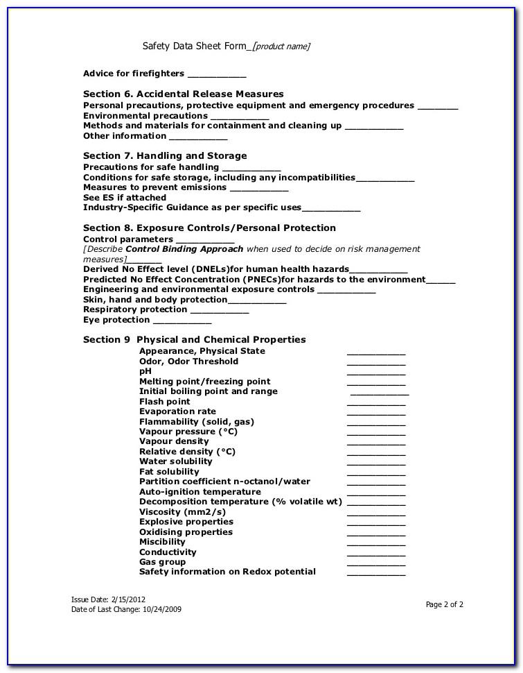 Material Safety Data Sheet Sample Pdf