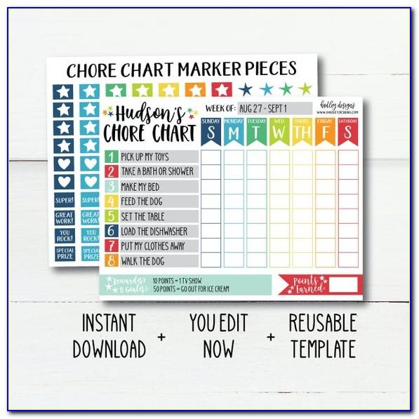 Printable Children's Chore Chart Template