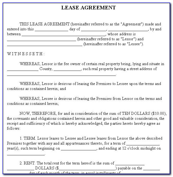 Rent Agreement Format Word India