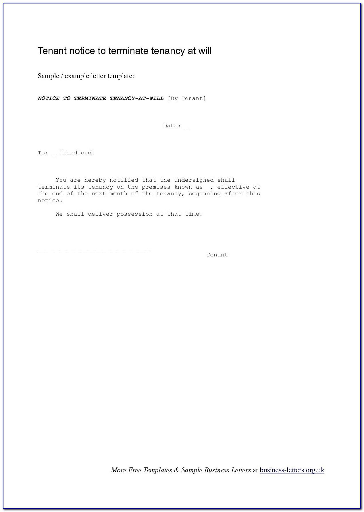 Rent Termination Letter Template