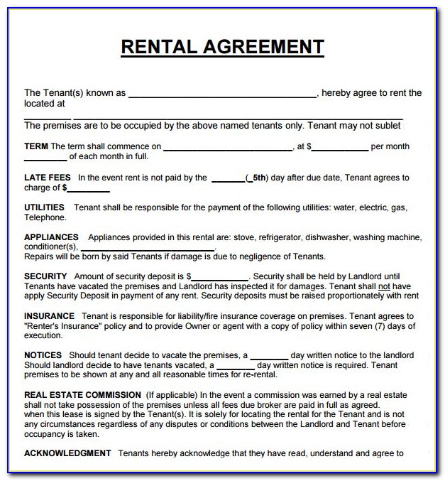 Rental Agreement Template Uk Pdf