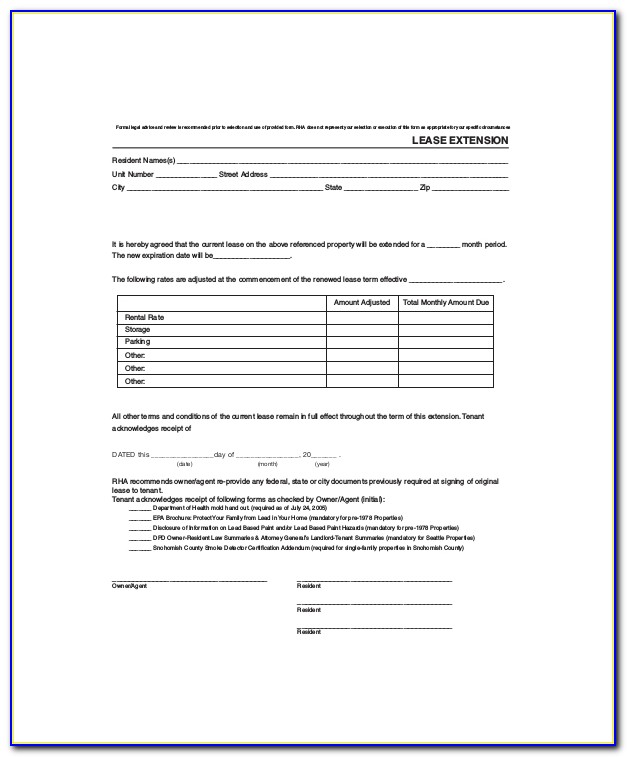 Rental Lease Agreement Extension Template