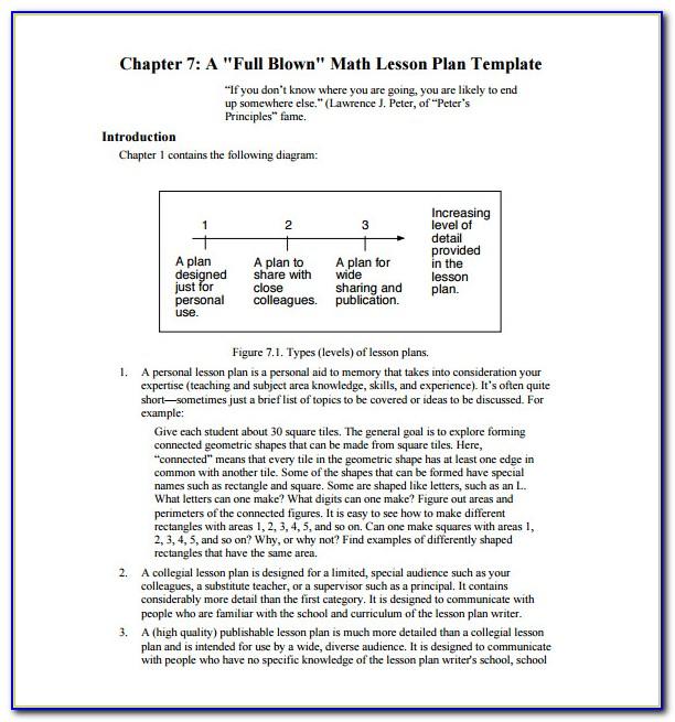 Sample Lesson Plan For Middle School Math