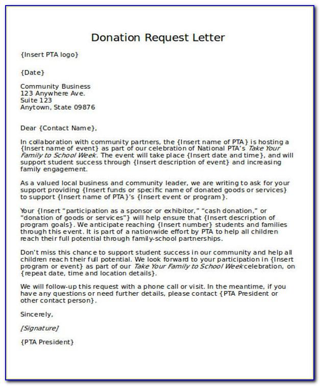 Sample Letter Asking For Donations For School Template