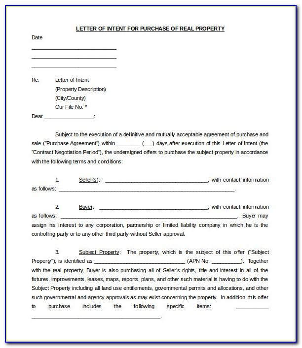 Sample Letter Of Intent To Buy Commercial Real Estate