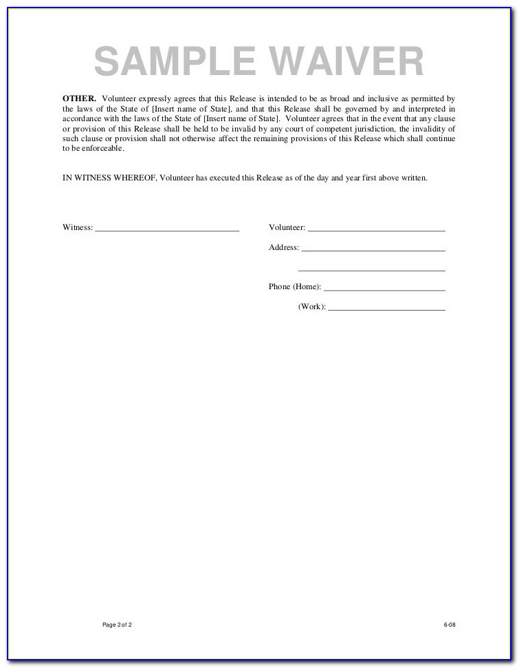Sample Liability Release Form Template