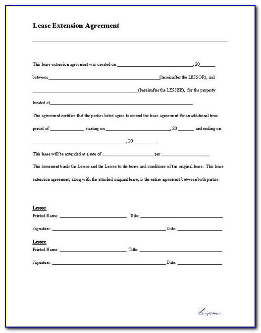 Sample Residential Lease Extension Agreement