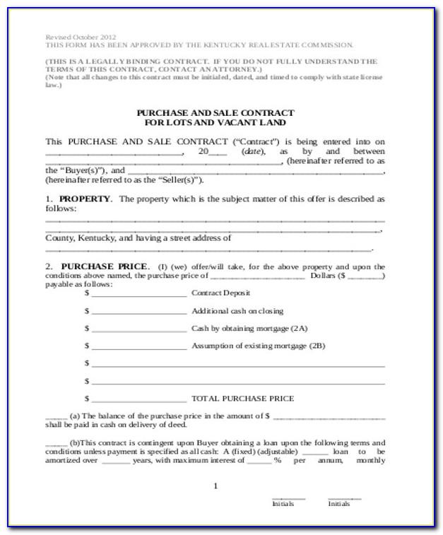 Sell Land Contract Form