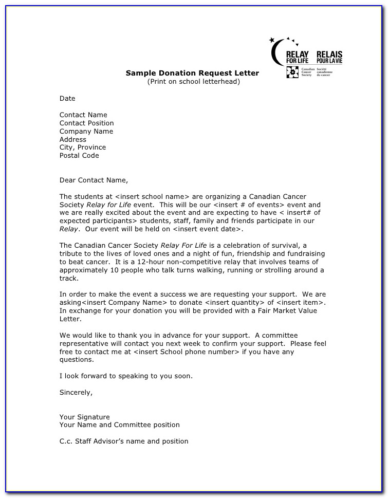 Template Letter Requesting Donations For Fundraiser