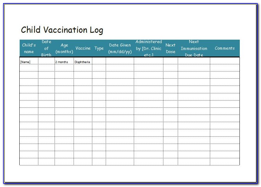 Accination Record Template Excel