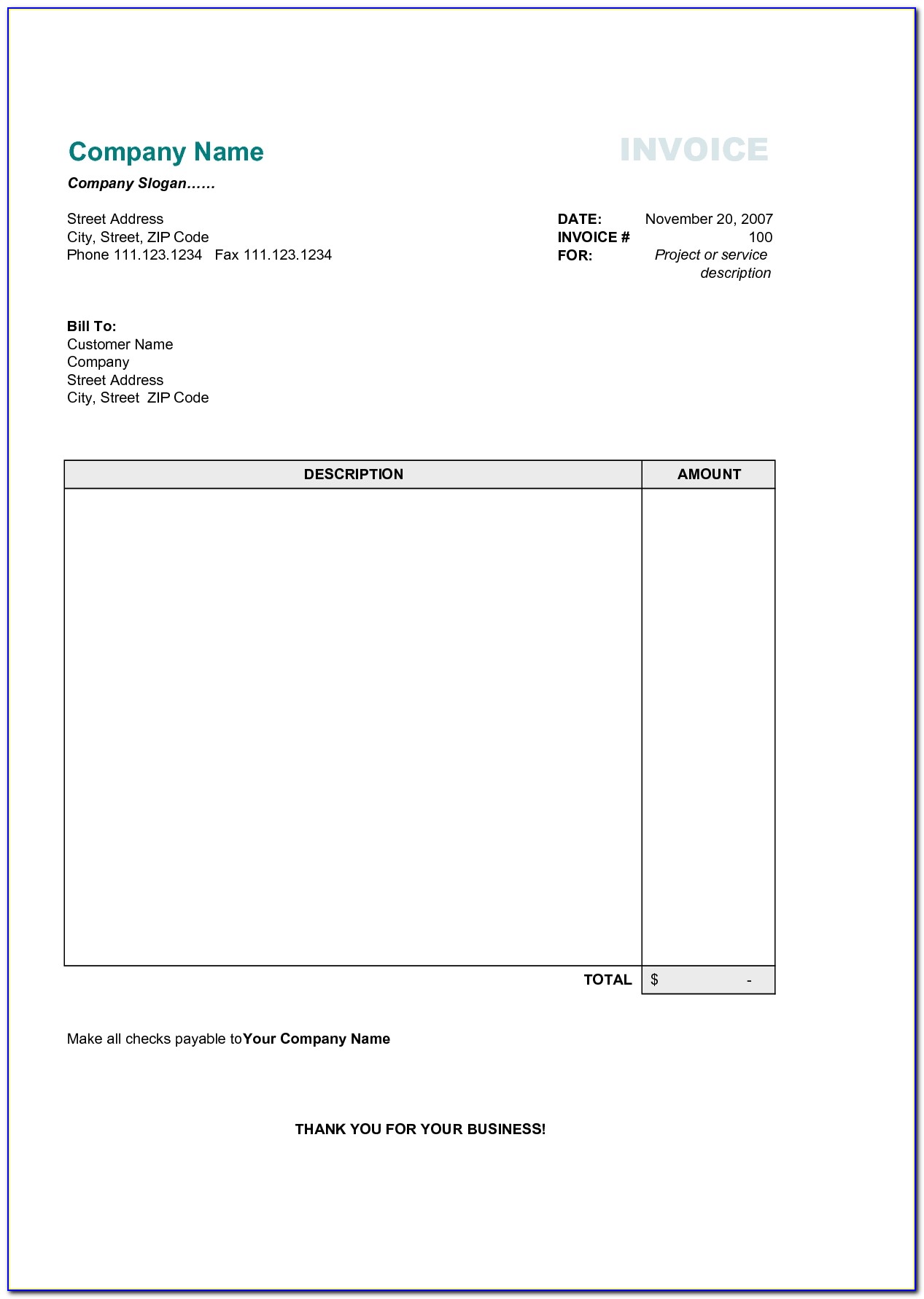 Basic Invoice Template Download